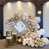 White Sand Gold Balloons Set, 12 Inch Double Stuffed Blush Beige Boho
