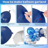 Amandir 153pcs Blue and Silver Balloon Garland Arch Kit, Different
