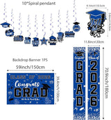Graduation Decorations 2026 Blue Set, Congrats Grad Decor Set with