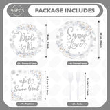 96Pcs Snow in Love Bridal Shower Party Decorations Glitter Silver