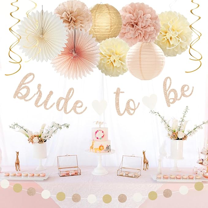 Champagne Gold Beige Fall Bridal Shower Party Decorations 36pcs
