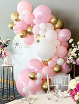 Pink and Gold Balloons Set - 12 Inch Light Pink White Balloons Shiny