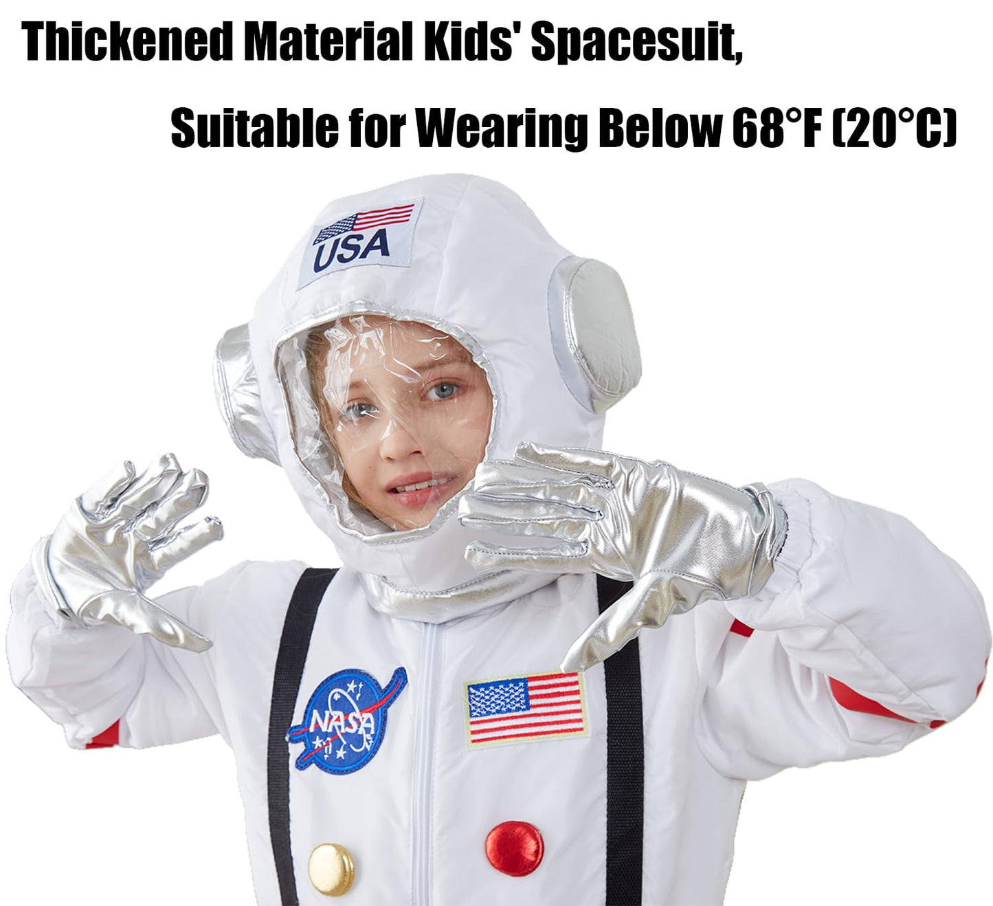 Kids Astronaut Halloween Costume Set, Boys Girls 2-3 YRS White