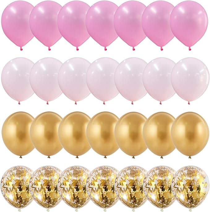 Pink Gold Balloons Set 12 Inch Matte Pink Pastel Baby Pink Metallic