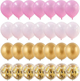 Pink Gold Balloons Set 12 Inch Matte Pink Pastel Baby Pink Metallic