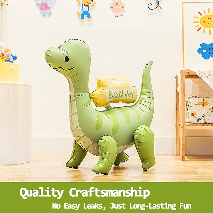 5 Pack Self Standing 3D Dinosaur Balloons Pastel Foil Balloons