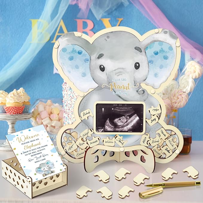 63 Pcs Elephant Baby Shower Guest Book Alternatives Set Baby Shower