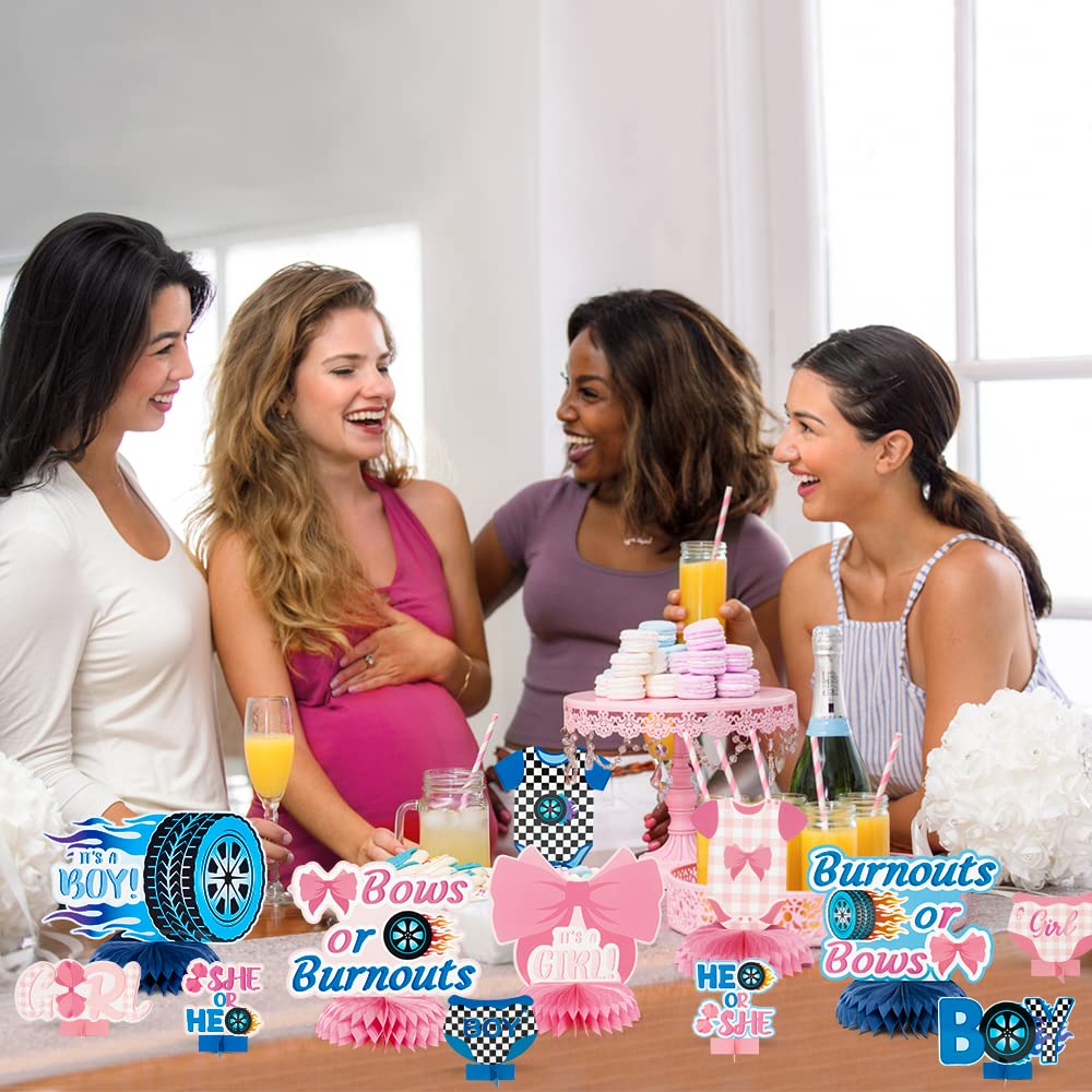 G1ngtar 12Pcs Burnouts or Bows Gender Reveal Party Honeycomb