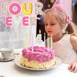MTLEE Number 4 Birthday Candle with 12 Pcs Spiral Candles for Girls Ma