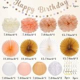 Champagne Gold & Peach Boho Birthday Party Decor Kit 21 Piece Autumn