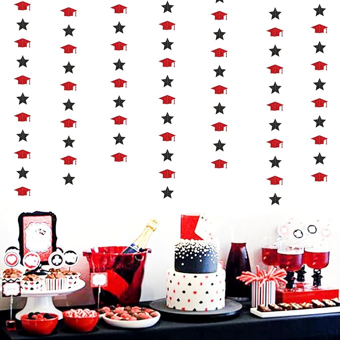 Red-Black Graduation-2026 Class Party-Decorations Garland - Congrats
