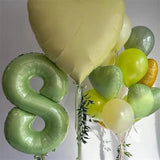 Sage Green Balloon Number 8, 40 Inch Large Self Inflating Foil Number