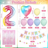 2nd Birthday Decorations Rainbow Gradient Number 2nd Balloon Pastel
