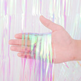 Voircoloria 2 Pack Iridescent Transparent Foil Fringe Backdrop