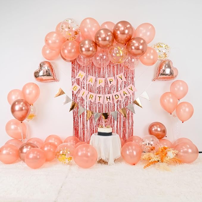Rose Gold Birthday Decorations for Girls,Happy Birthday Party