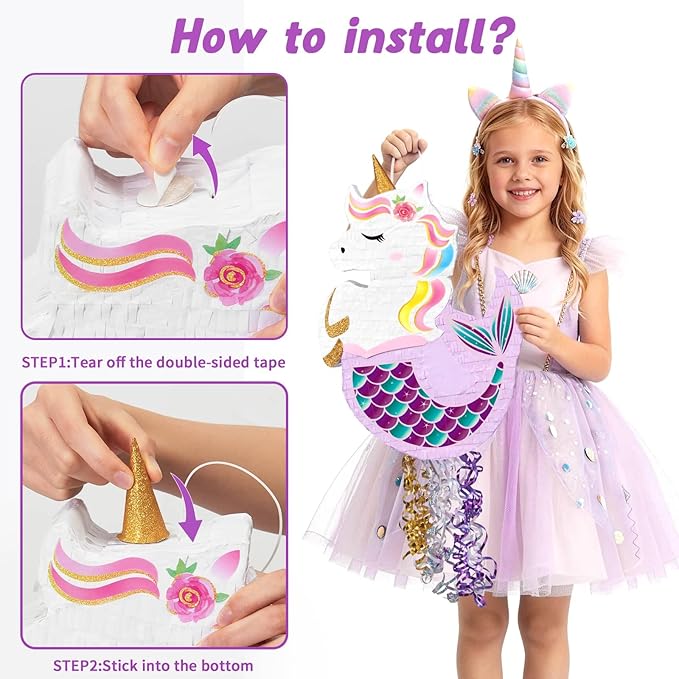 WERNNSAI Unicorn Mermaid Piñata - Unicorn or Mermaid Party Supplies