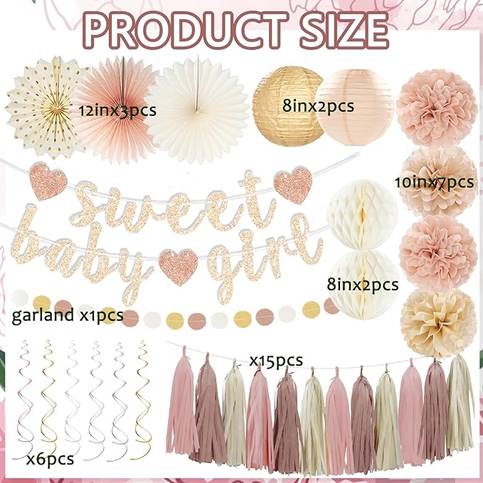 Champagne Gold Beige Fall Boho Baby Shower Party Decorations Sweet