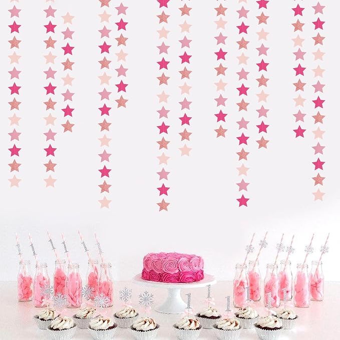 Hot Pink Rose Gold Party Decorations Garland 62ft Twinkle Little