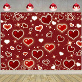 Red Heart Party Backdrop 8x6FT Valentine's Day Photography