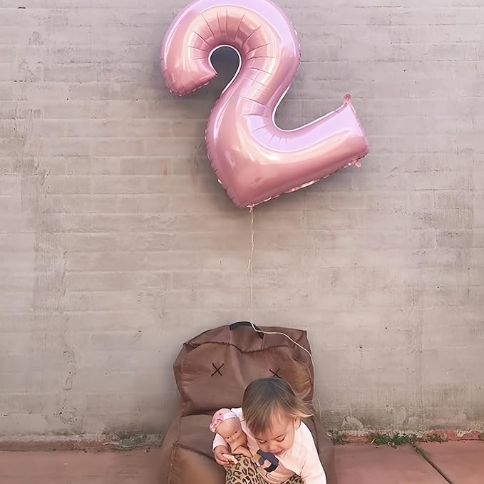 Light Pink Foil Balloon Number 7, 40'' Giant Self Inflating Number