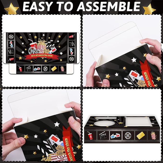 32Pcs Movie Night Snack Trays Hold Popcorn Candy Food Drink Movie