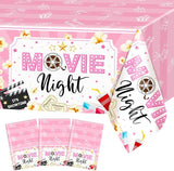 3 pcs Movie Night Decorations Pink Movie Night Tablecloths 108 x 54