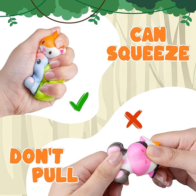 Party Favors for Kids 24PCS Safari Animal Squishy Toys,Goodie Bag