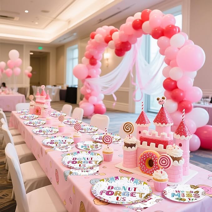 96PCS Farewell Retirement Party Supplies Colorful Donut Forget Us