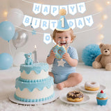 First Birthday Decorations for Boy Blue One Birthday Hat and Pre