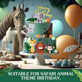 42 Pcs Safari Jungle Animal Cake Toppers Wild One Lion Giraffe