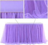 2 Pack 6ft Purple Table Skirt for Baby Shower Girl Lavender Tutu