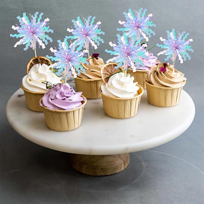 Gyufise 20Pcs Foil Firework Cupcake Toppers Happy Birthday Cake #3