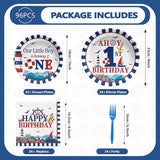 96Pcs Nautical Anchor Party Supplies Navy Anchor 1st Birthday Plates