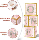 DataMoon 1st Birthday Decorations Boxes for Baby Girl - 3PCS Pink