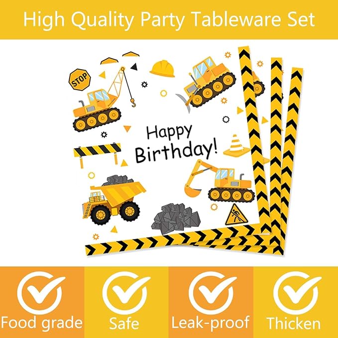 118 Pcs Construction Birthday Party Decorations Dump Truck Paper