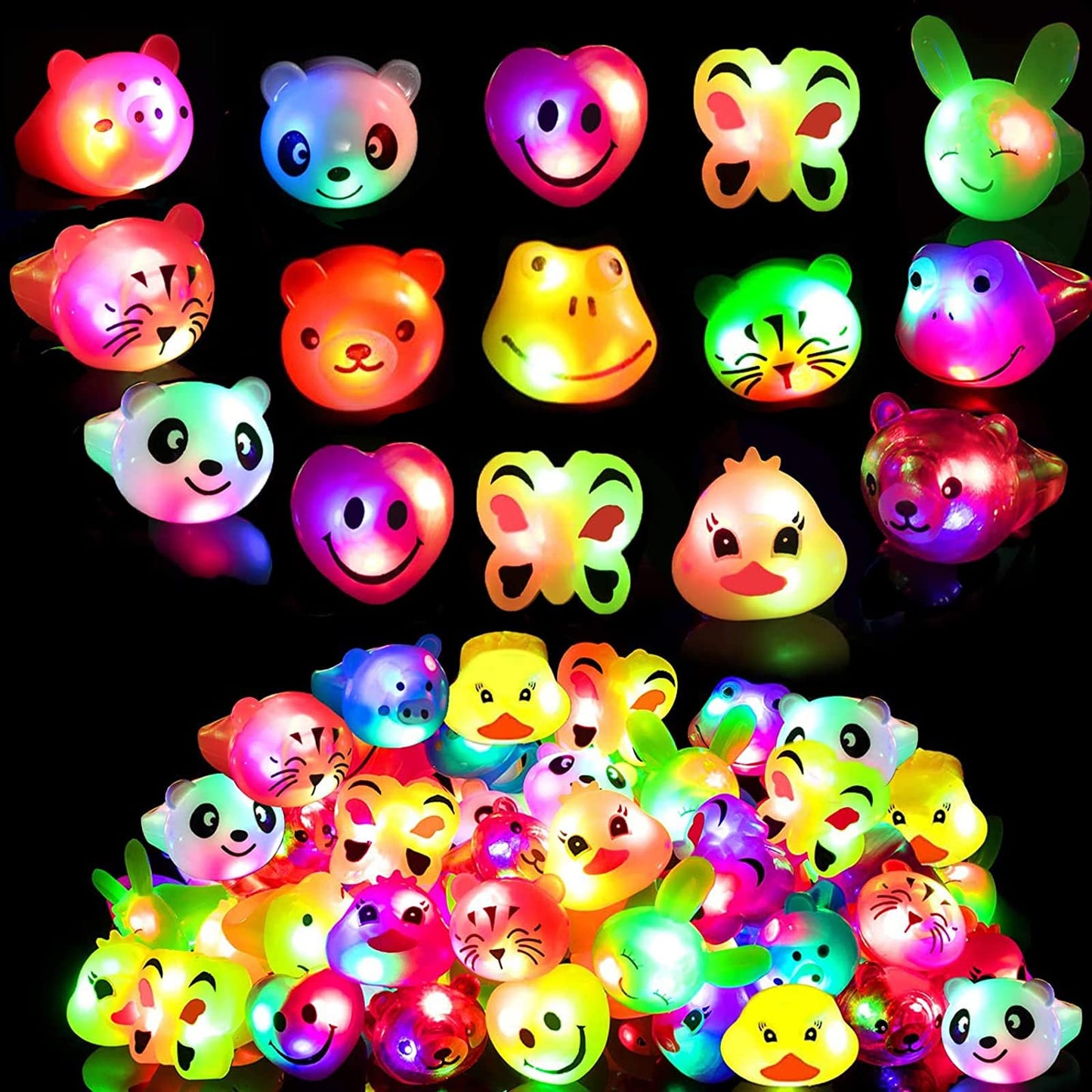 36 Pcs LED Light Up Ring - Colorful Flashing Bumpy Rings Finger Toys