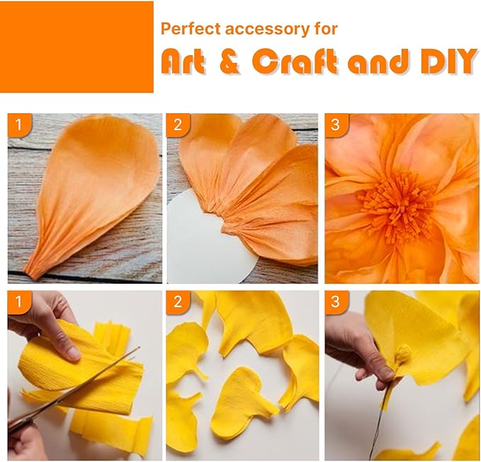 PartyWoo Yellow Crepe Paper Streamers 6 Rolls 492 ft Pack of Pastel
