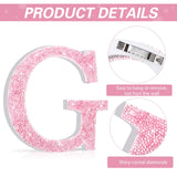 Qunclay Pink Crystal Diamond Letter Wall Decor, Glitter Wooden Bling