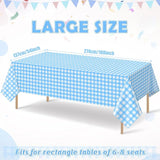 6pcs 54X108inch Light Blue Checkered Tablecloth,Blue Gingham