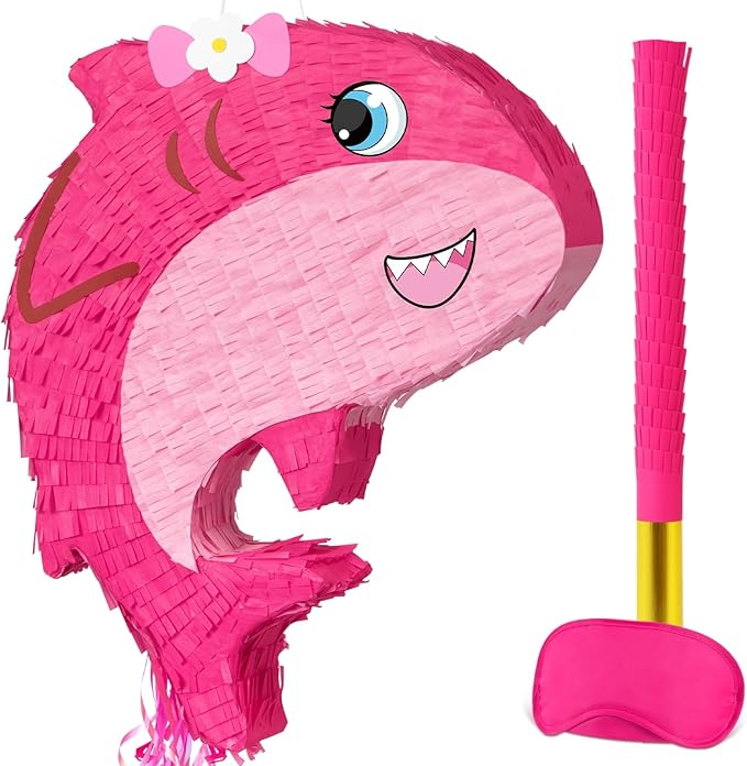 WERNNSAI Pink Shark Piñata - Girl Shark Party Piñata Game Ocean