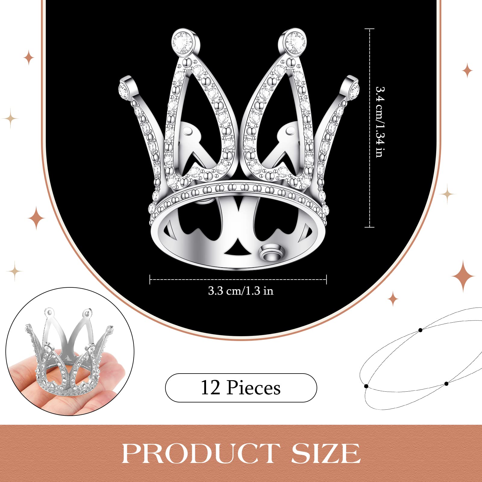 12 Pcs Crown Cake Topper Mini Baby Crown Tiny Queen Small Alloy