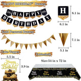 Black & Gold Party Decorations Happy Birthday Banner Balloons