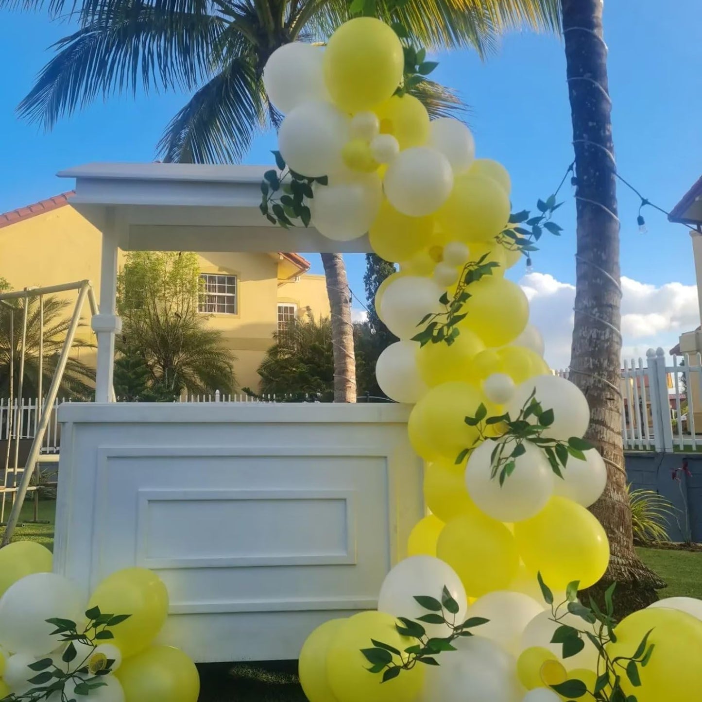 Yellow and White Balloon Arch Kit, 100pcs Matte Yellow White Balloon