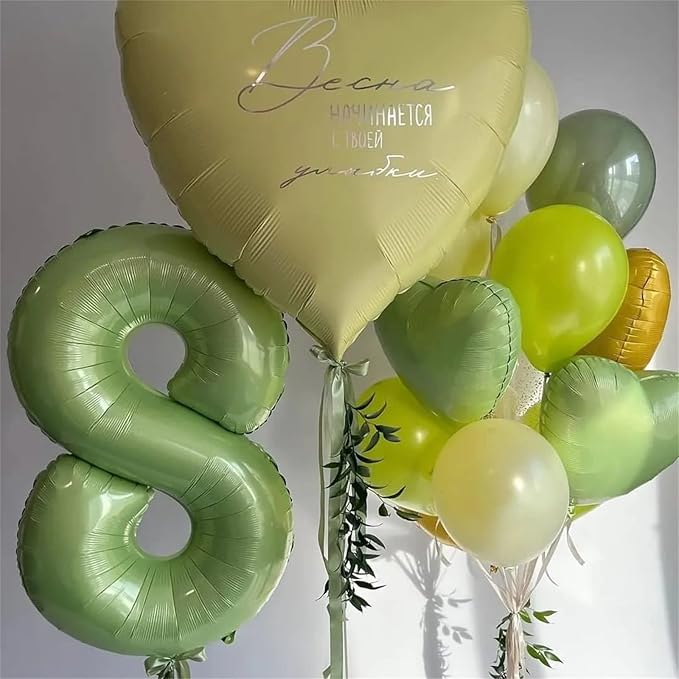 40'' Sage Green Number 9 Balloon, Self Inflating Foil Number Balloons
