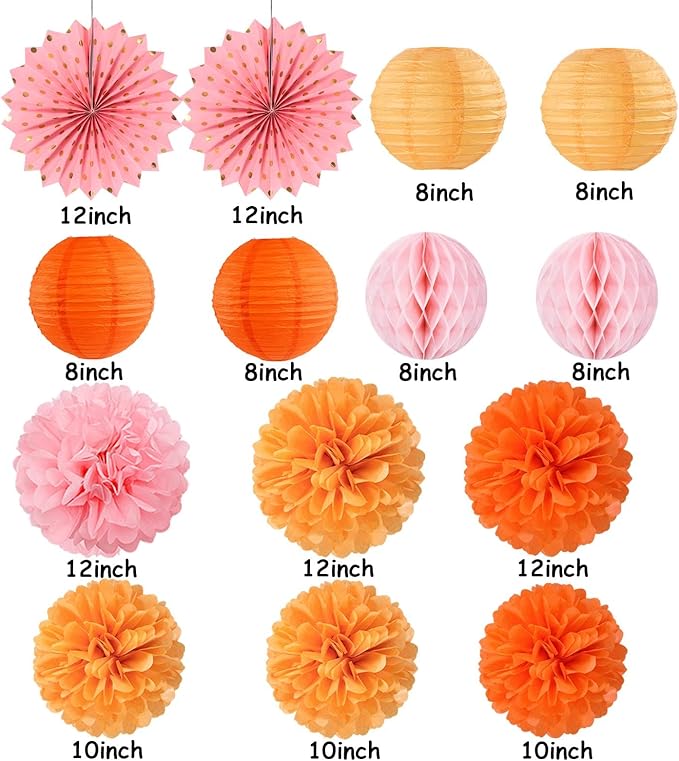 Pink Orange Groovy Thanksgiving Engagement Party Decorations 14pcs