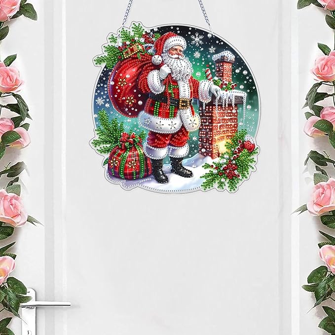 VODAPYC Christmas Diamond Art Hanging Kit for Adults, DIY Double