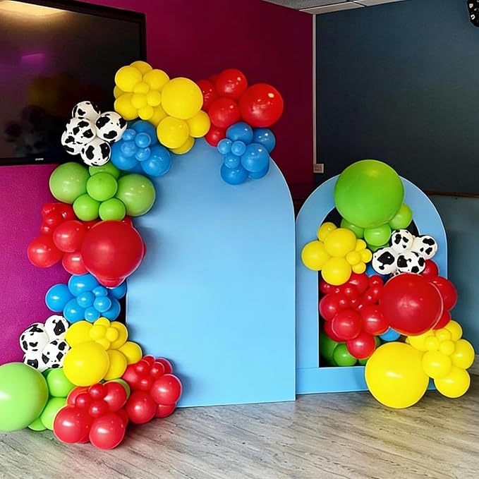 YMSZ Cow Print Balloons Arch Kit, 134pcs Red Blue Yellow Green