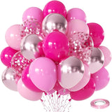 Zesliwy Pink Balloon Hot Pink Balloons Set, 50pcs 12inch Pastel Light
