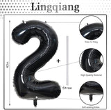 Black Foil Balloon Number 2, 40'' Giant Self Inflating Number