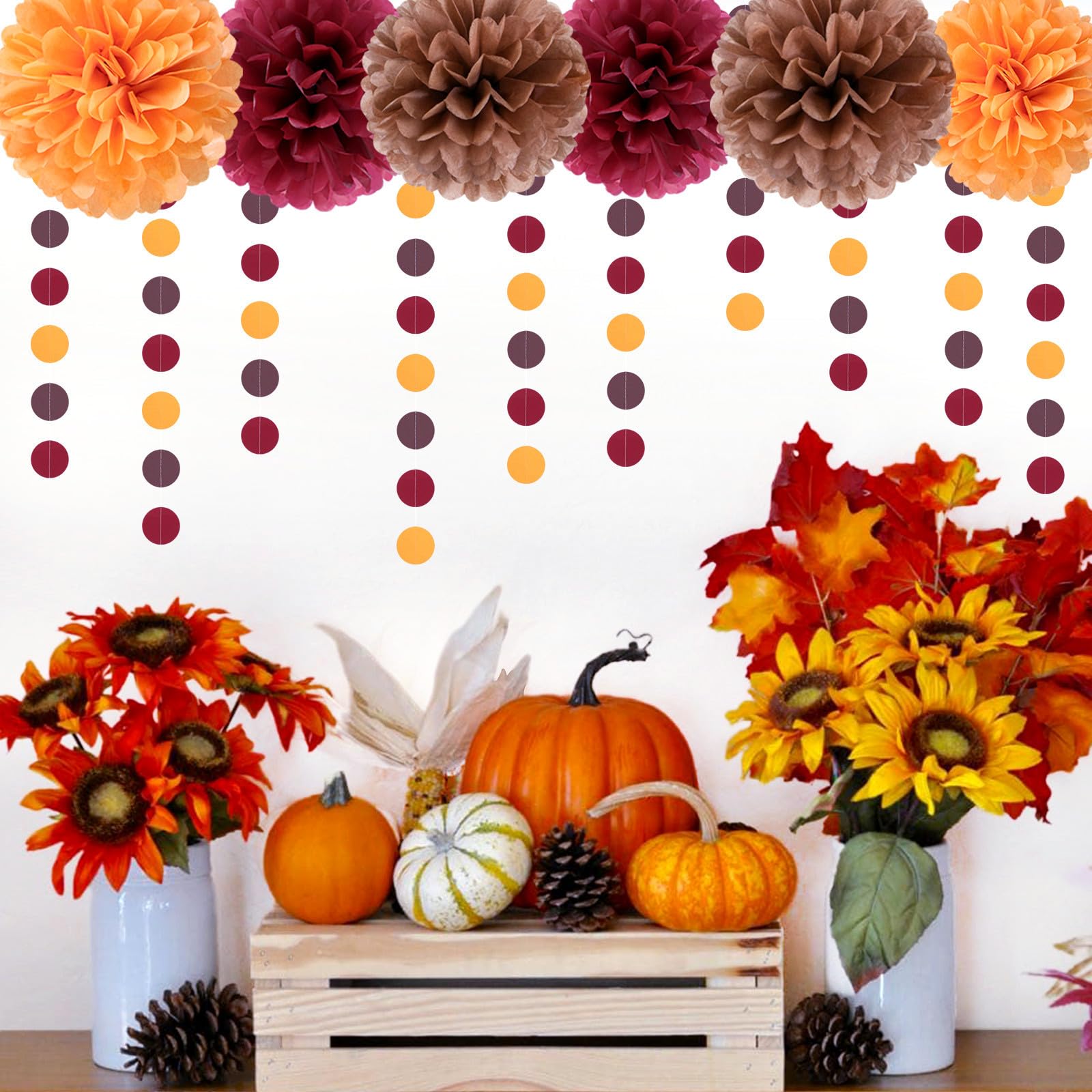 Brown Burgundy Orange Party-Decorations - 23pcs Fall Autumn